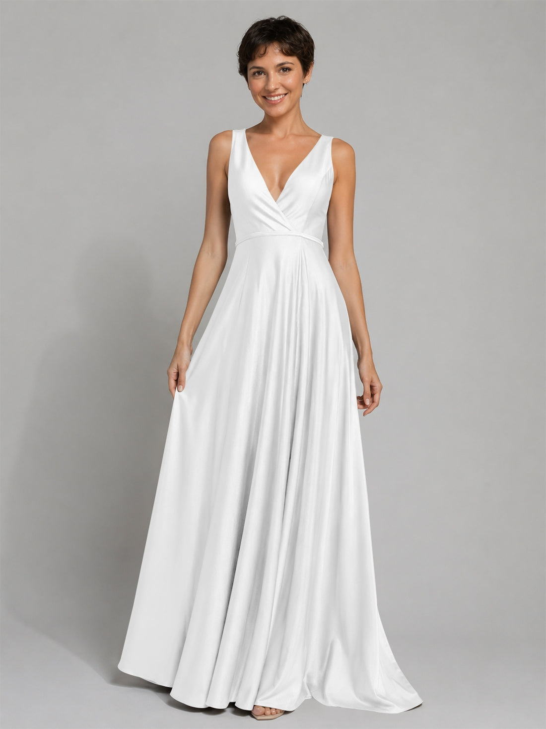 A-line Bridesmaid Dress with Cross-Over Bodice