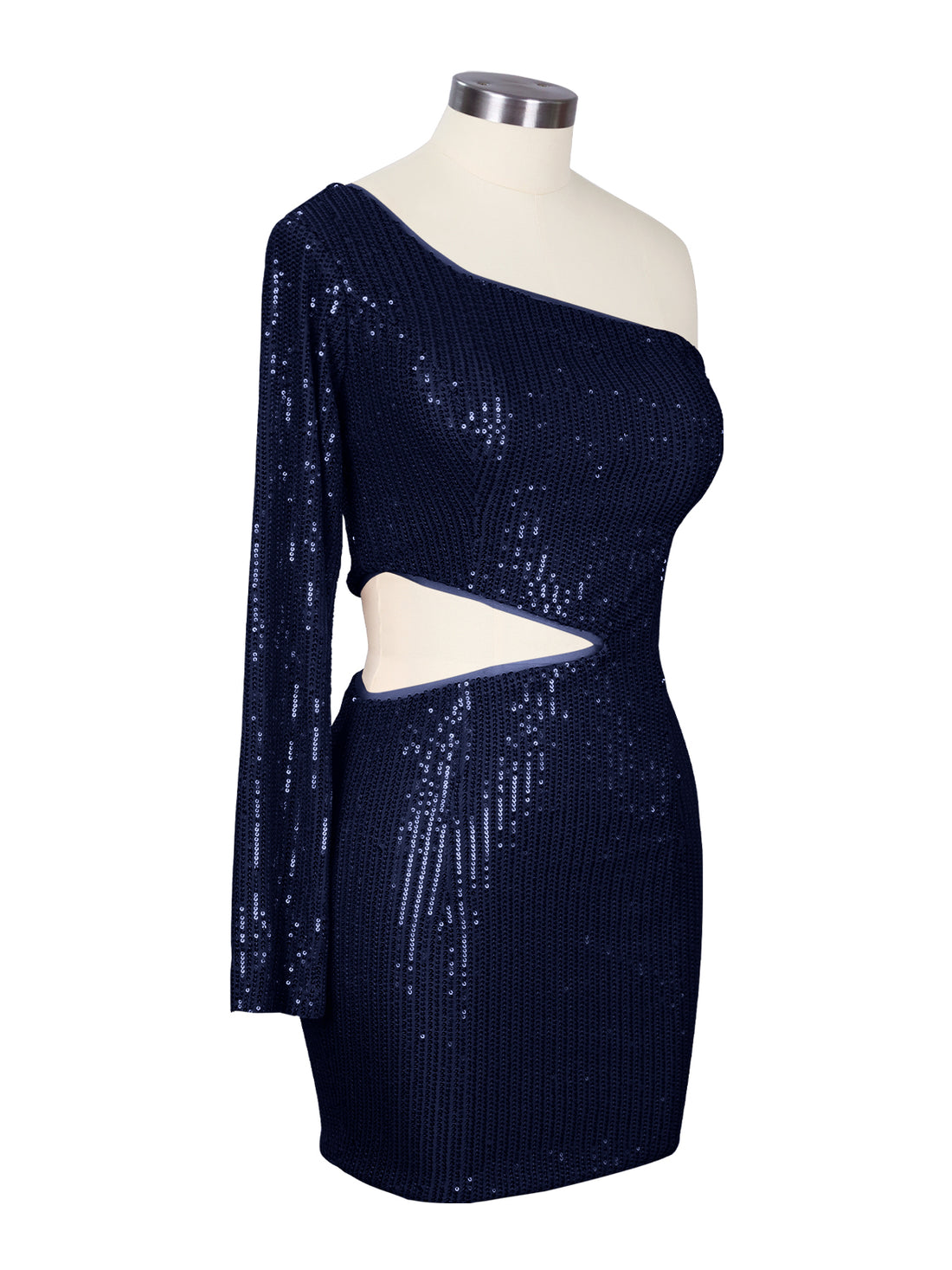 Waist Cutout One Shoulder Mini Dress 