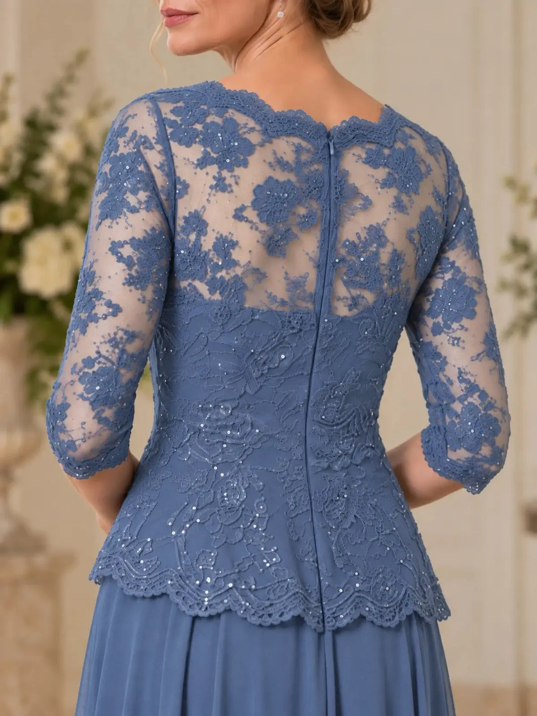 Boat Neck Mother of the Bride Dress with Ruched Waist Design