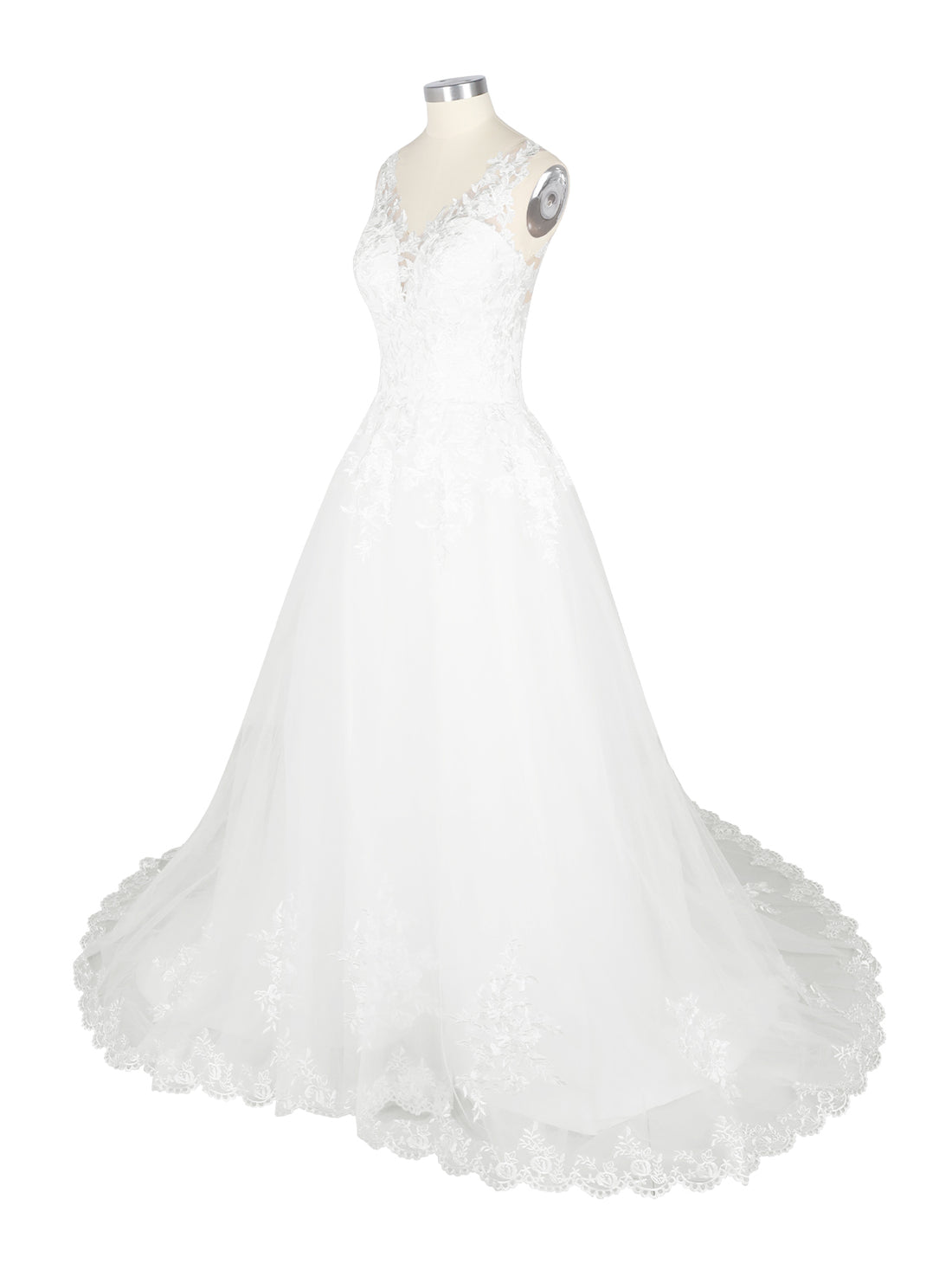 Wide Straps Applique Wedding Dress 
