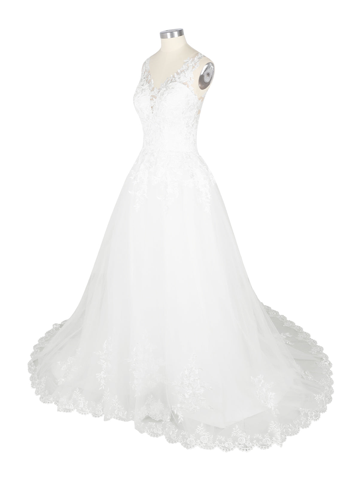 Wide Straps Applique Wedding Dress 