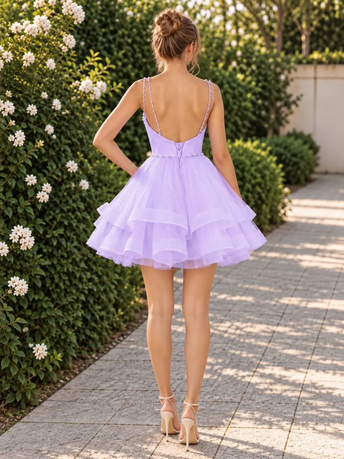 A-Line Homecoming Dress with Pearl Embellishment