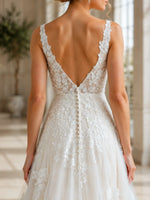 V-Neck Lace Wedding Dress