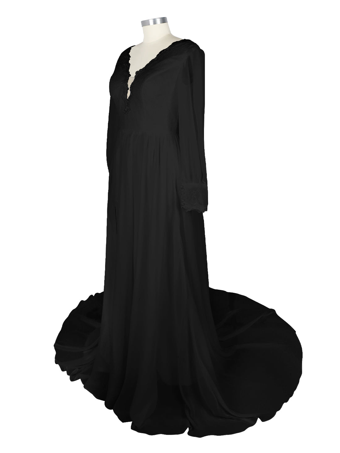 Lace V-Neck Slit Wedding Dress 