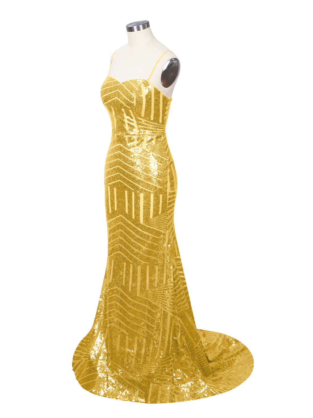 Geometric Sequin Prom Dress 
