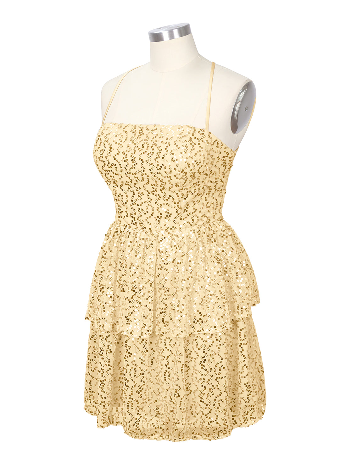 Sequined Halter Flare Mini Dress 