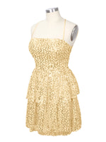 Sequined Halter Flare Mini Dress 