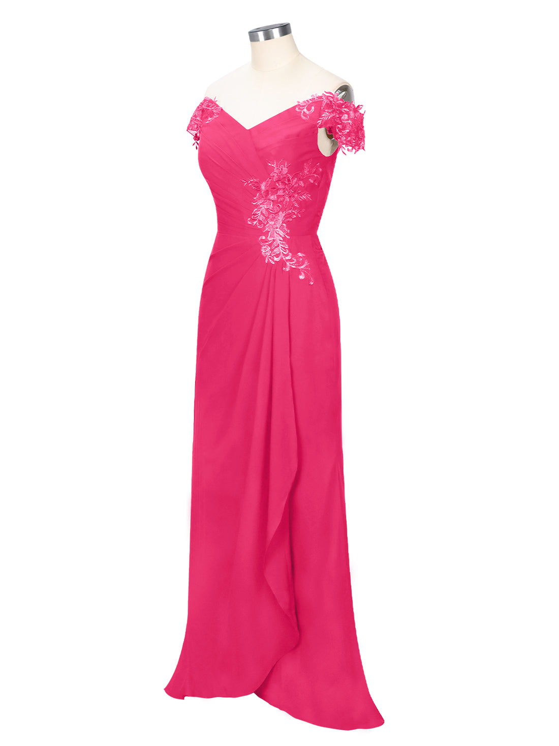 Off-Shoulder Chiffon Sheath Dress 