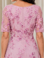 V-neck Mother of the Bride Dress with 3D Floral Appliques