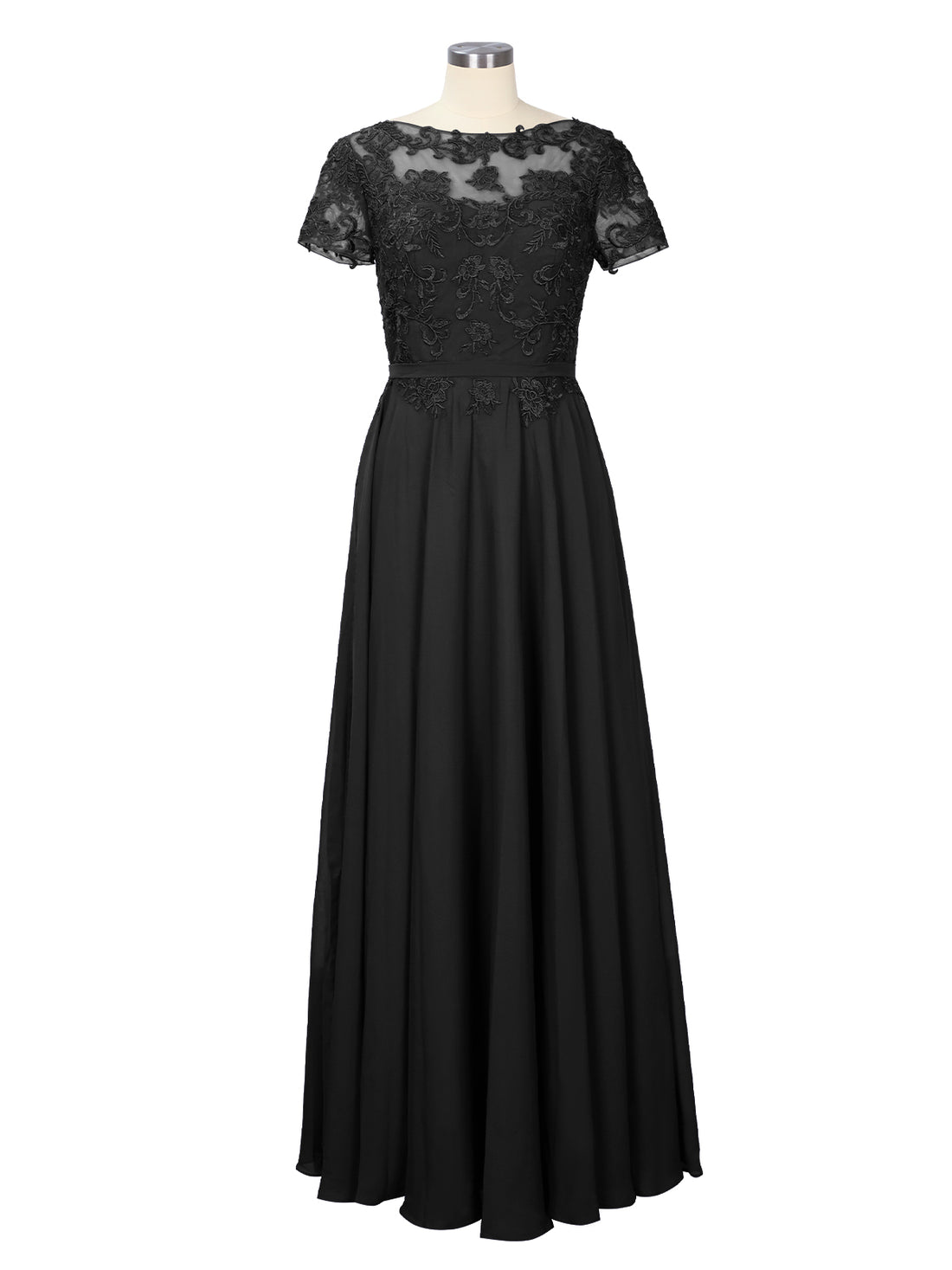 Illusion Applique Chiffon Dress 