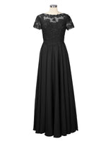 Illusion Applique Chiffon Dress 