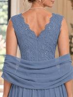 Floor-Length V-Neck Mother of the Bride Dress