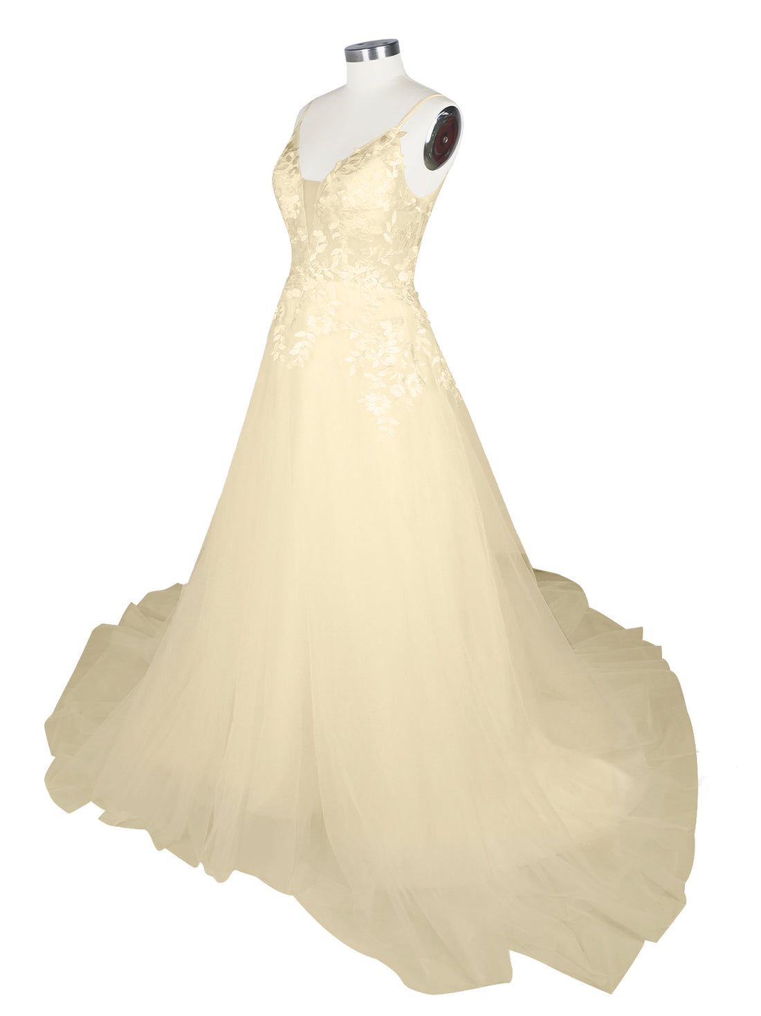 Illusion Spaghetti Straps Wedding Dress 