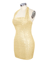 Halter Sequin Sheath Mini Dress 