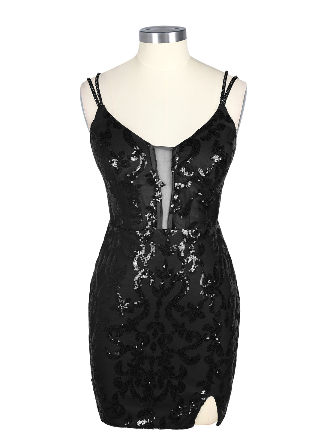 Double Spaghetti Bodycon Mini Dress 