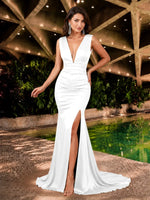 Mermaid Prom Dress with Deep V-neck 