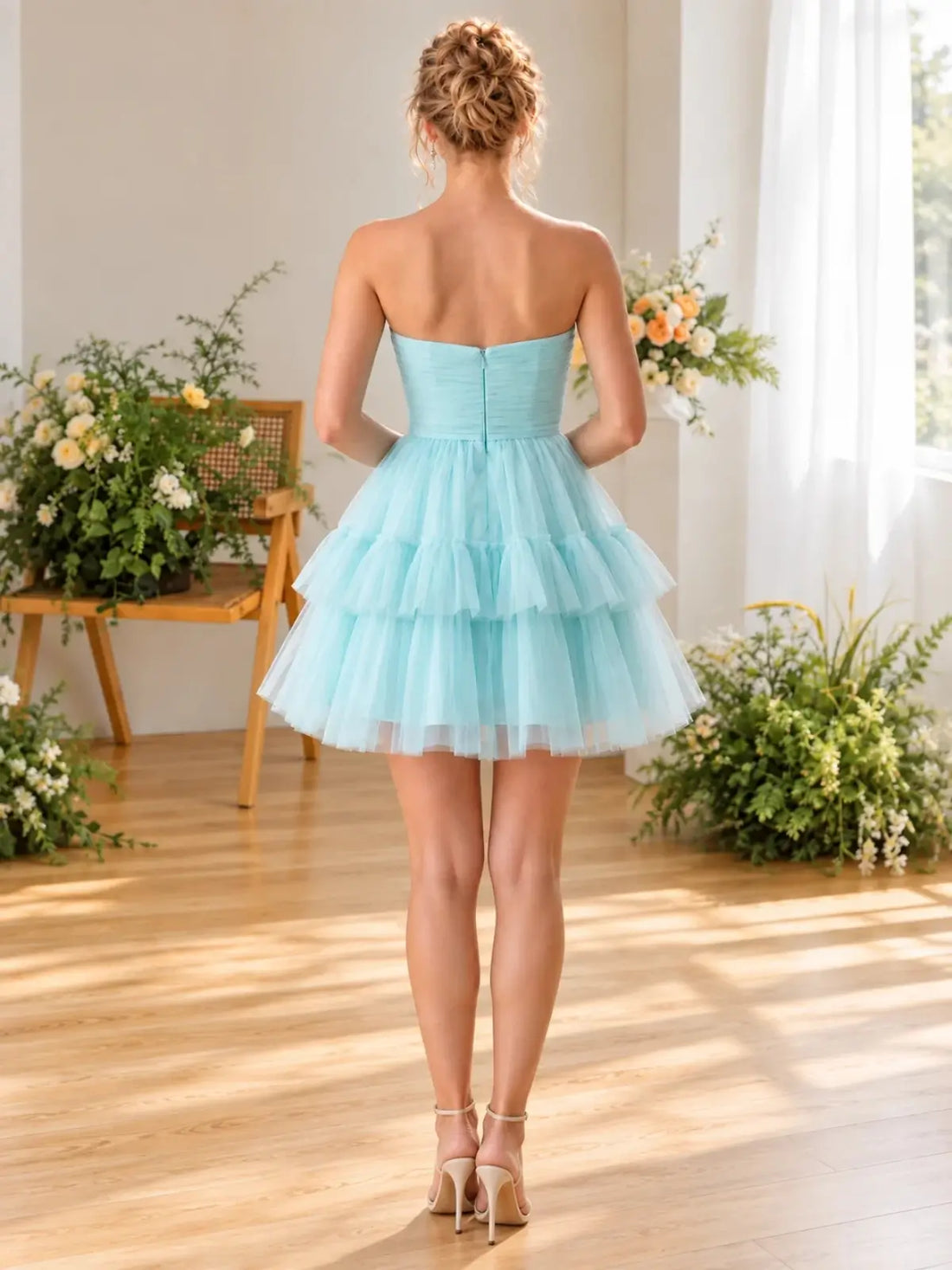Tulle Homecoming Dress with Ruffle Details