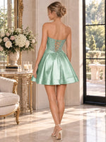 Beaded A-Line Homecoming Dress