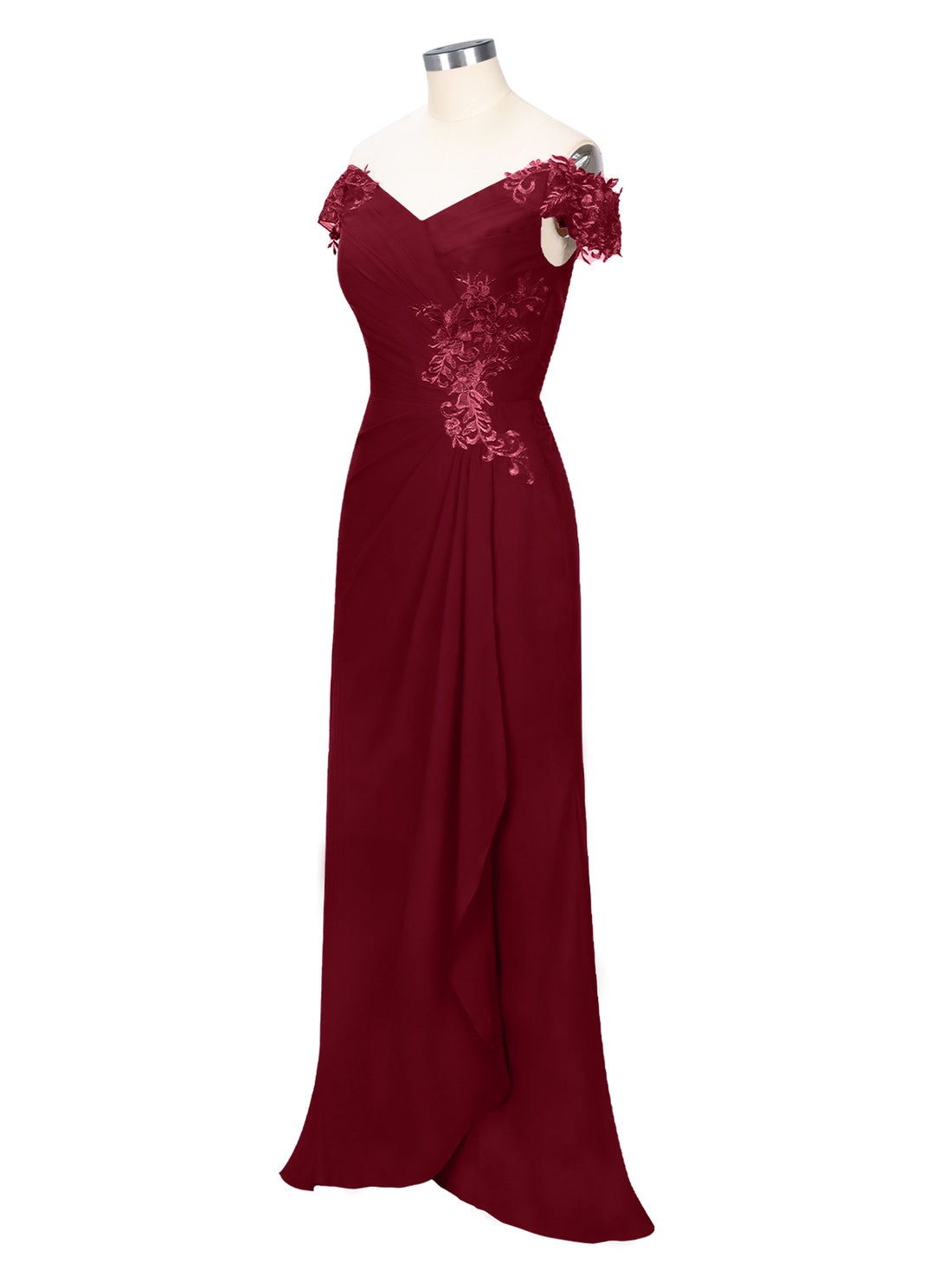 Off-Shoulder Chiffon Sheath Dress 
