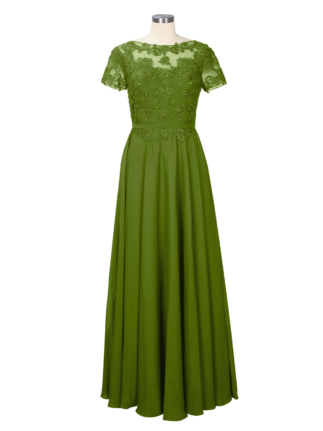 Illusion Applique Chiffon Dress 