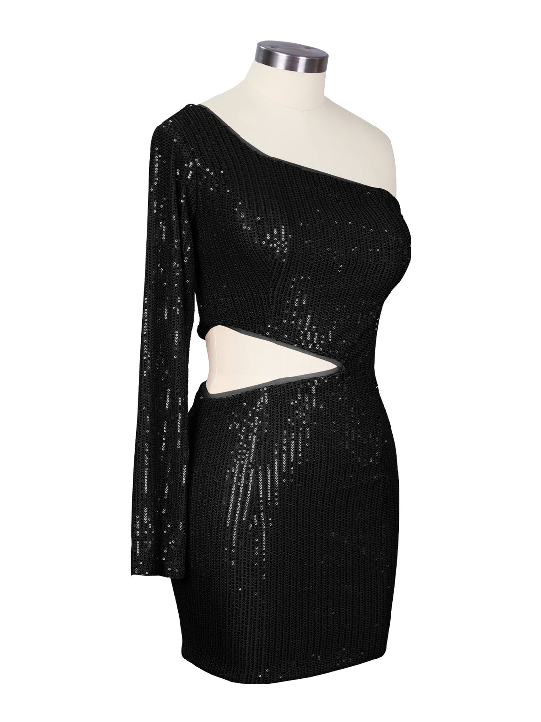 Waist Cutout One Shoulder Mini Dress 