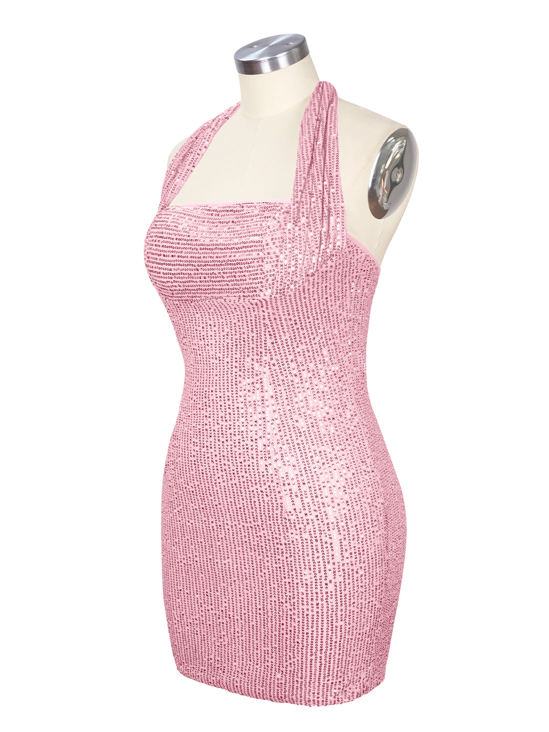 Halter Sequin Sheath Mini Dress 