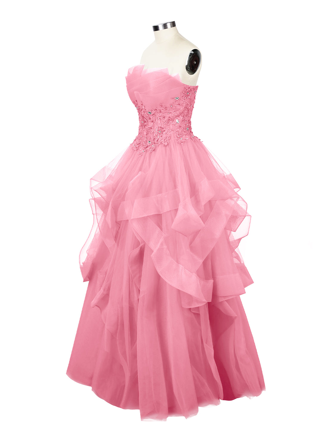 Tiered Strapless Prom Dress 