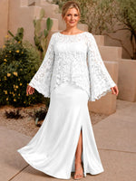 Two-piece Mother of the Bride Dress with Lace Top-Plus Size 