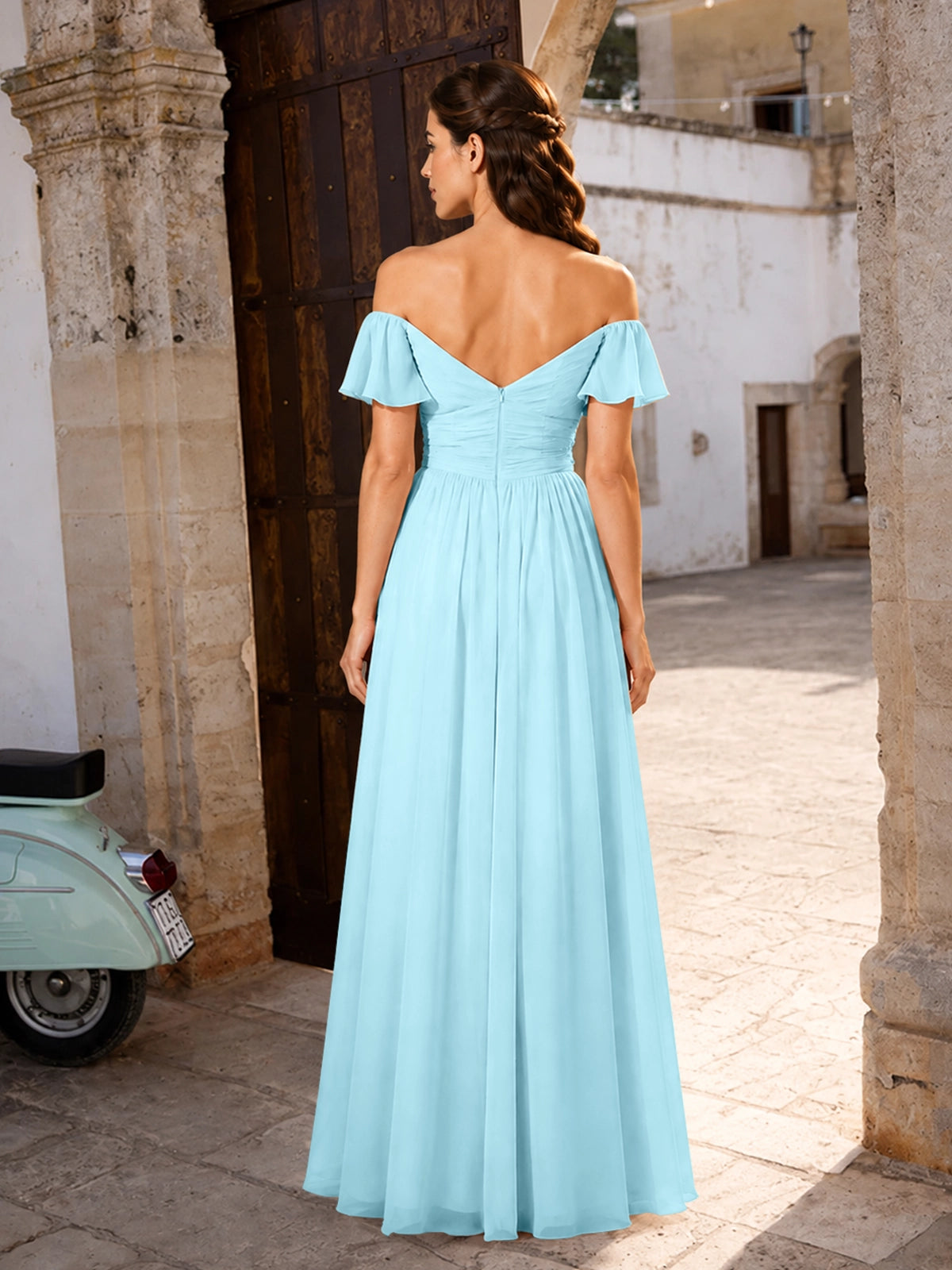 Chiffon Bridesmaid Dress with Cap Sleeves