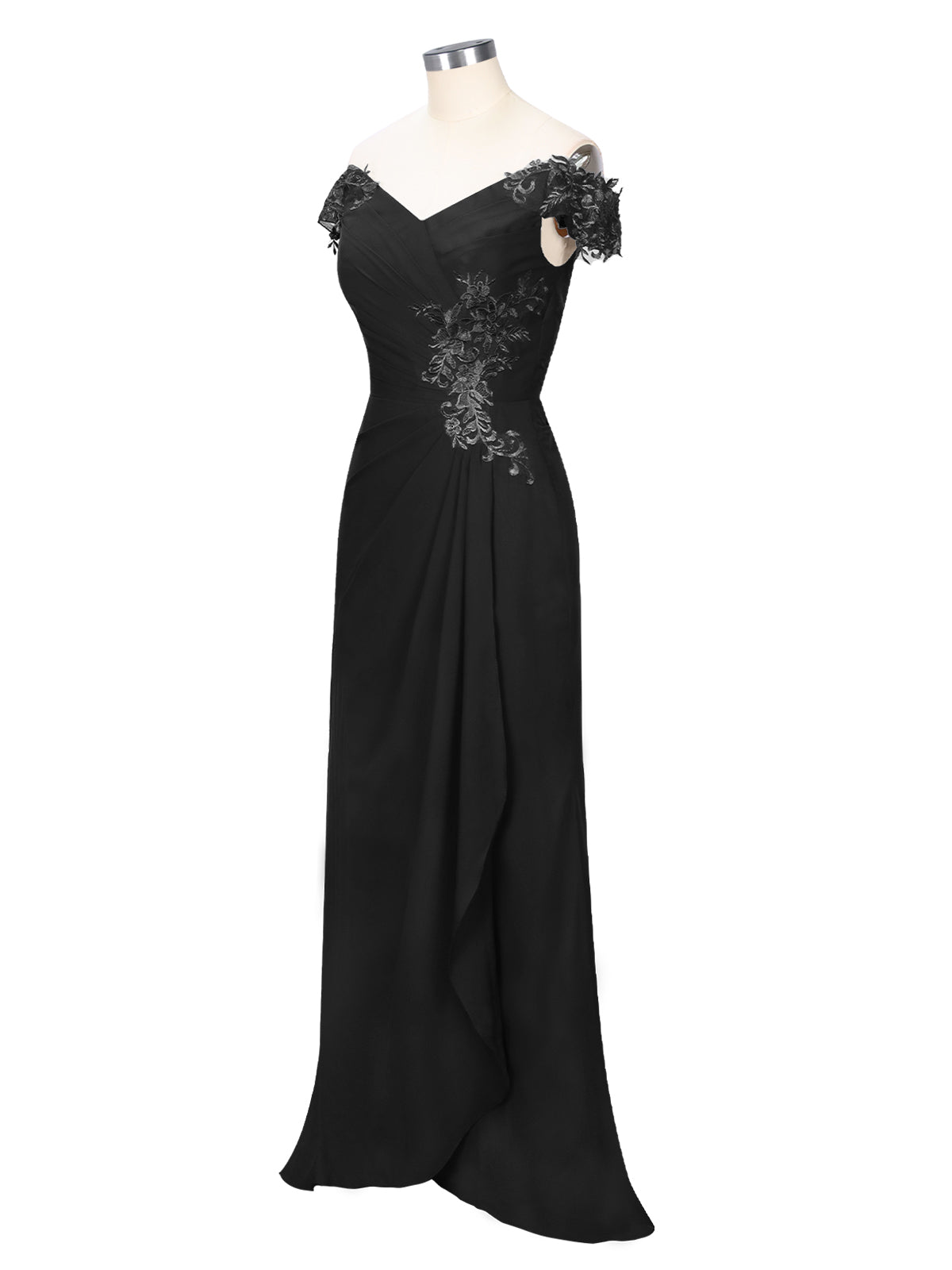 Off-Shoulder Chiffon Sheath Dress 