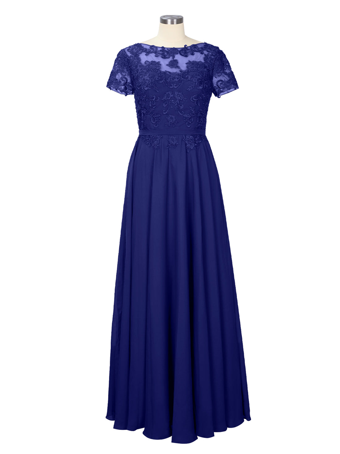 Illusion Applique Chiffon Dress 