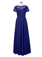 Illusion Applique Chiffon Dress 