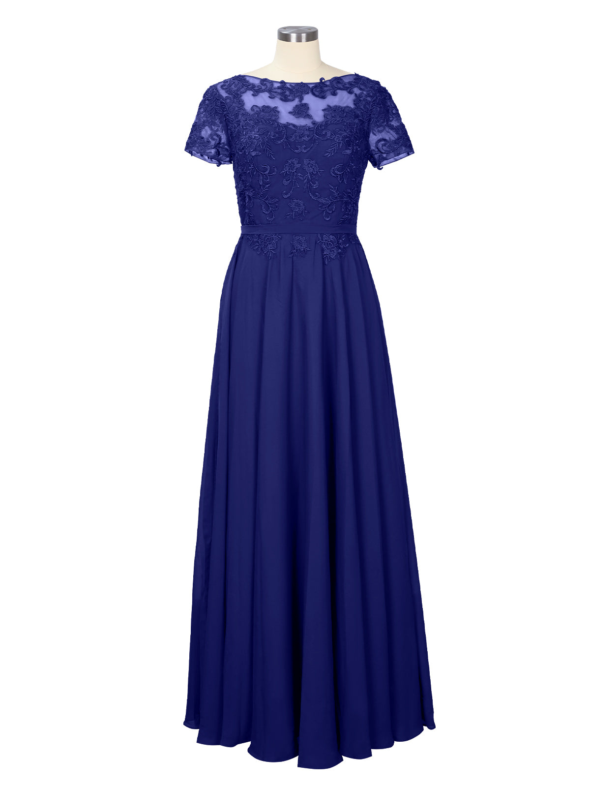 Illusion Applique Chiffon Dress 