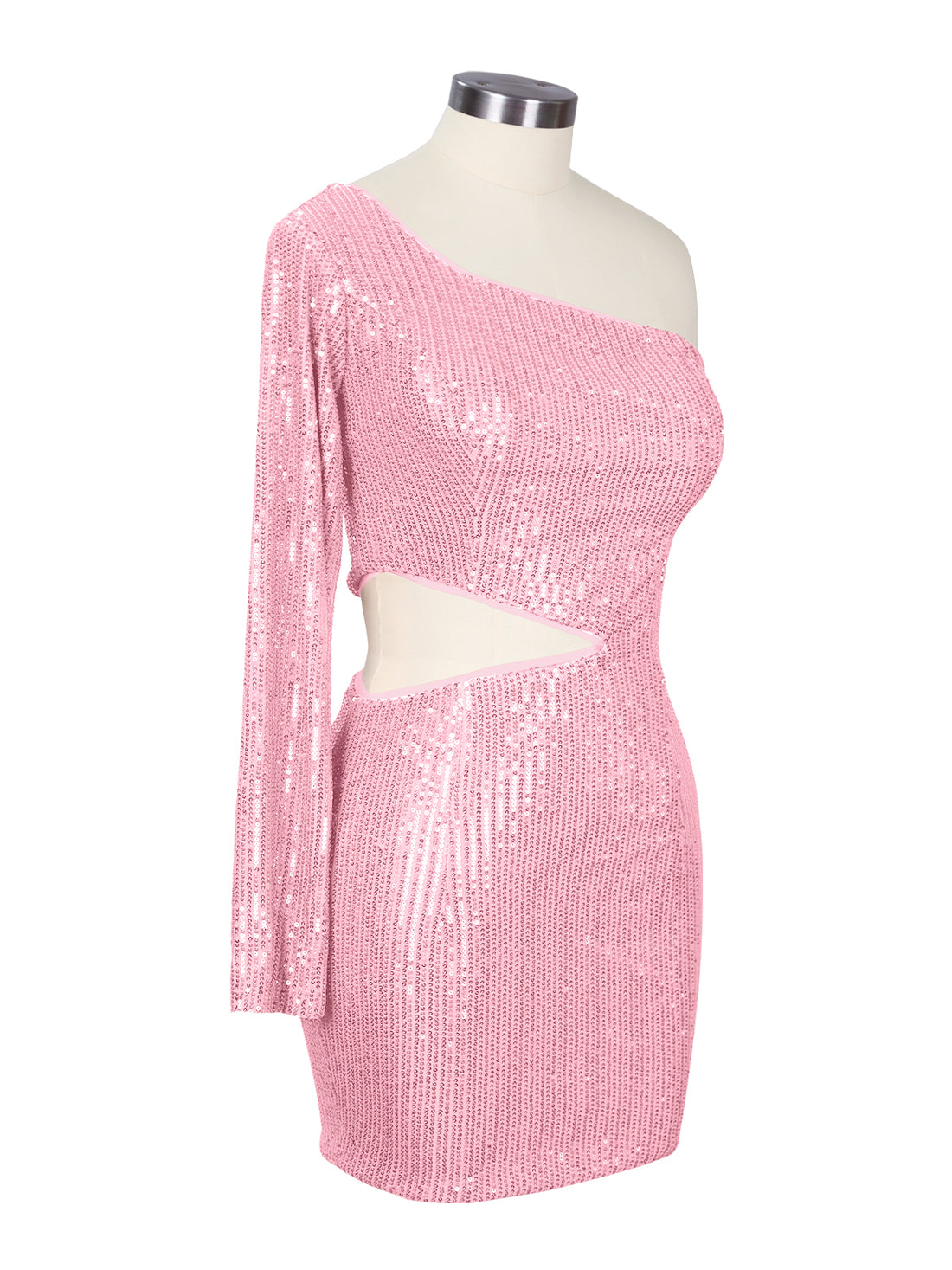 Waist Cutout One Shoulder Mini Dress 