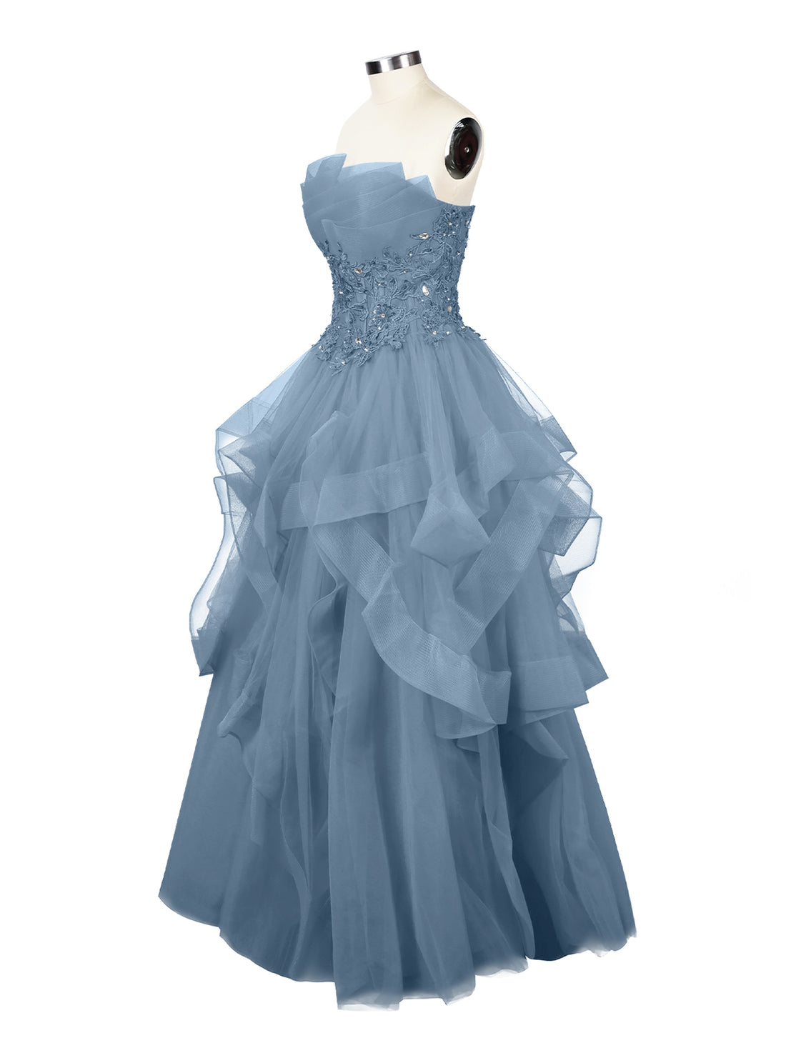 Tiered Strapless Prom Dress 