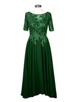 Applique Half Sleeves Chiffon Dress 