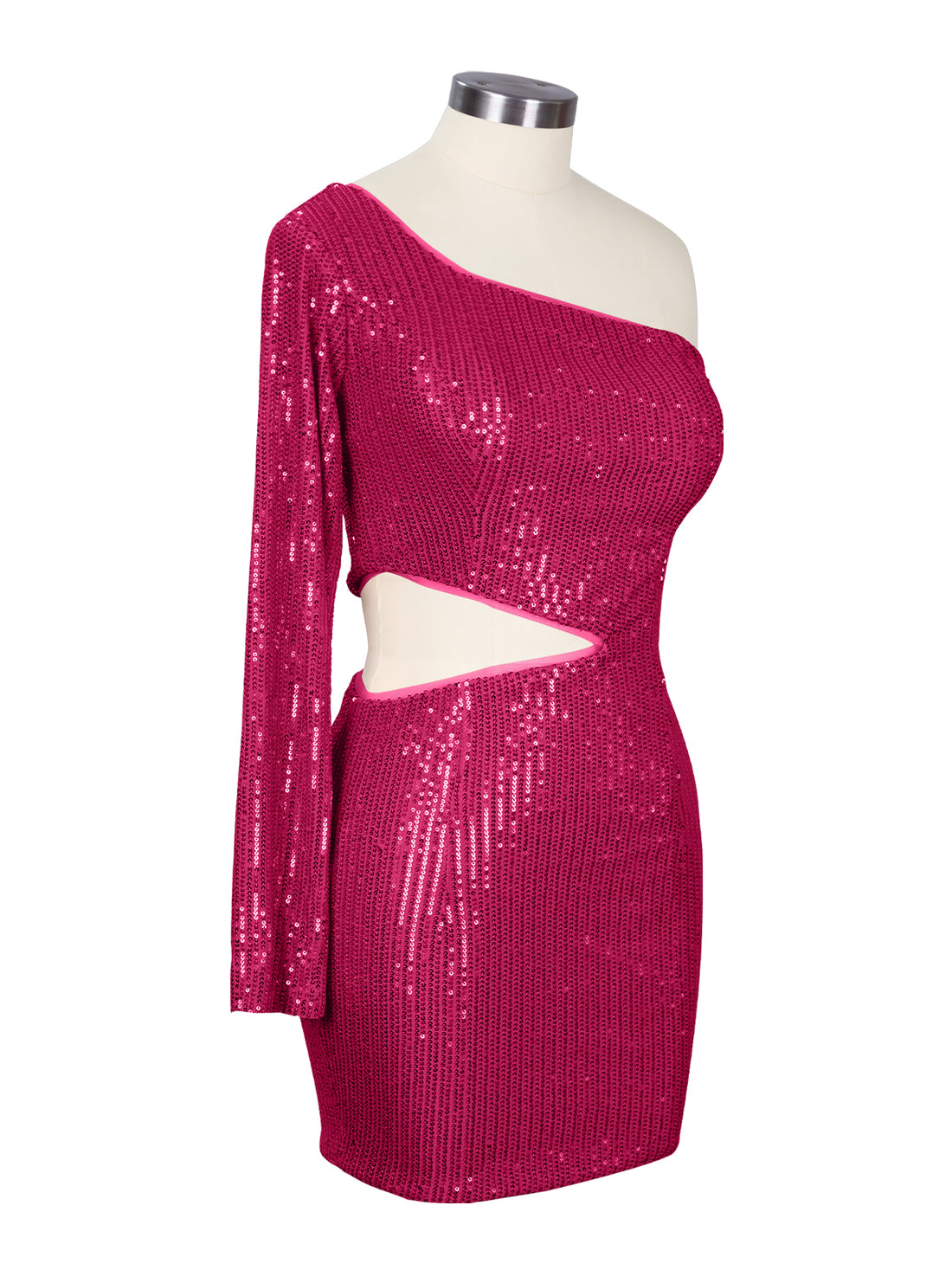 Waist Cutout One Shoulder Mini Dress 