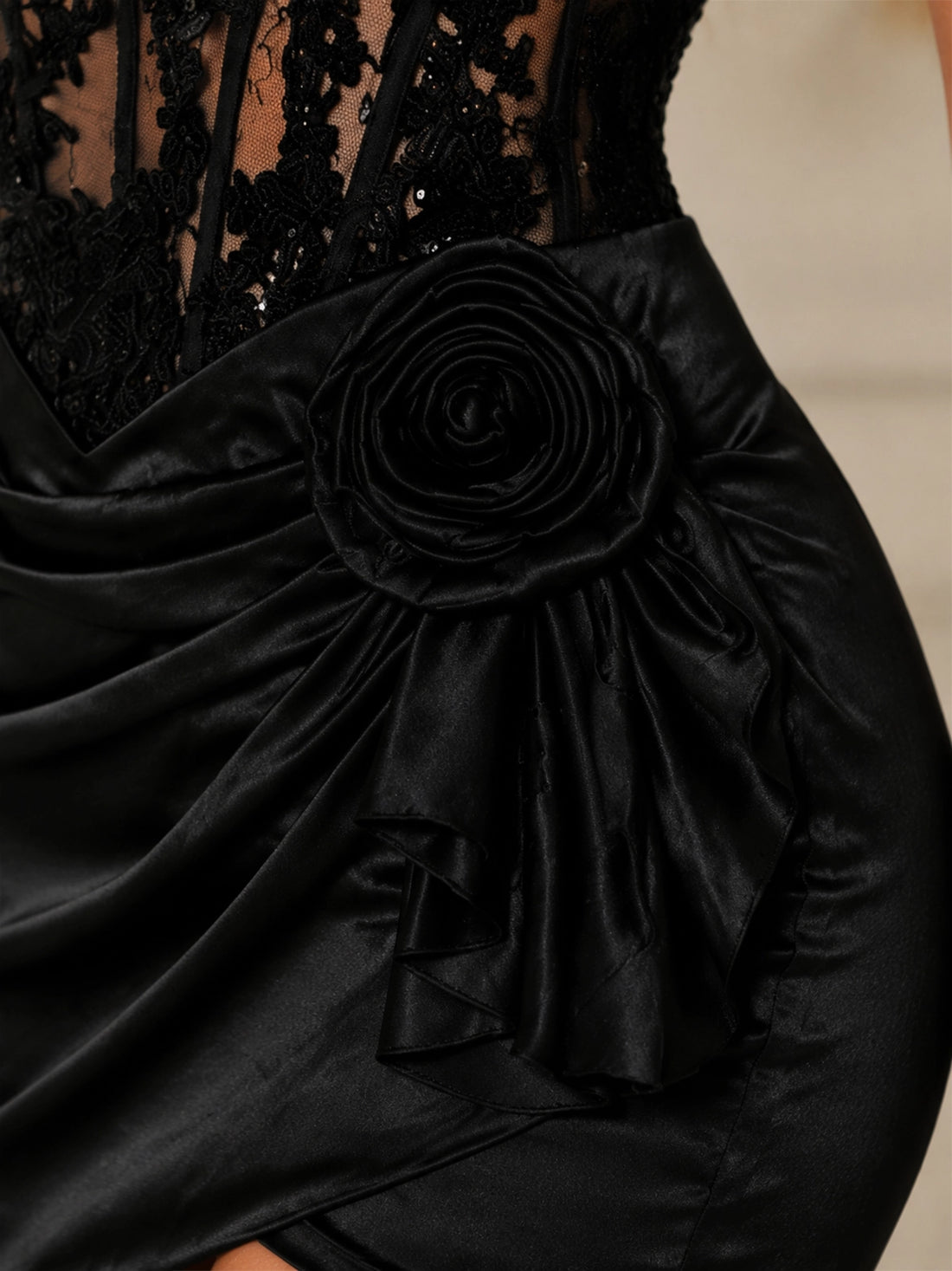 Silk-like Homecoming Dress with 3D Rosette