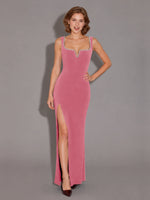 Sheath Prom Dress with Crystal Trim 