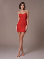 Velvet Sequin Homecoming Dress with Sweetheart Neckline 