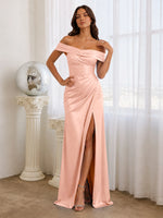 Off-the-Shoulder Prom Dress with Ruched Bodice 