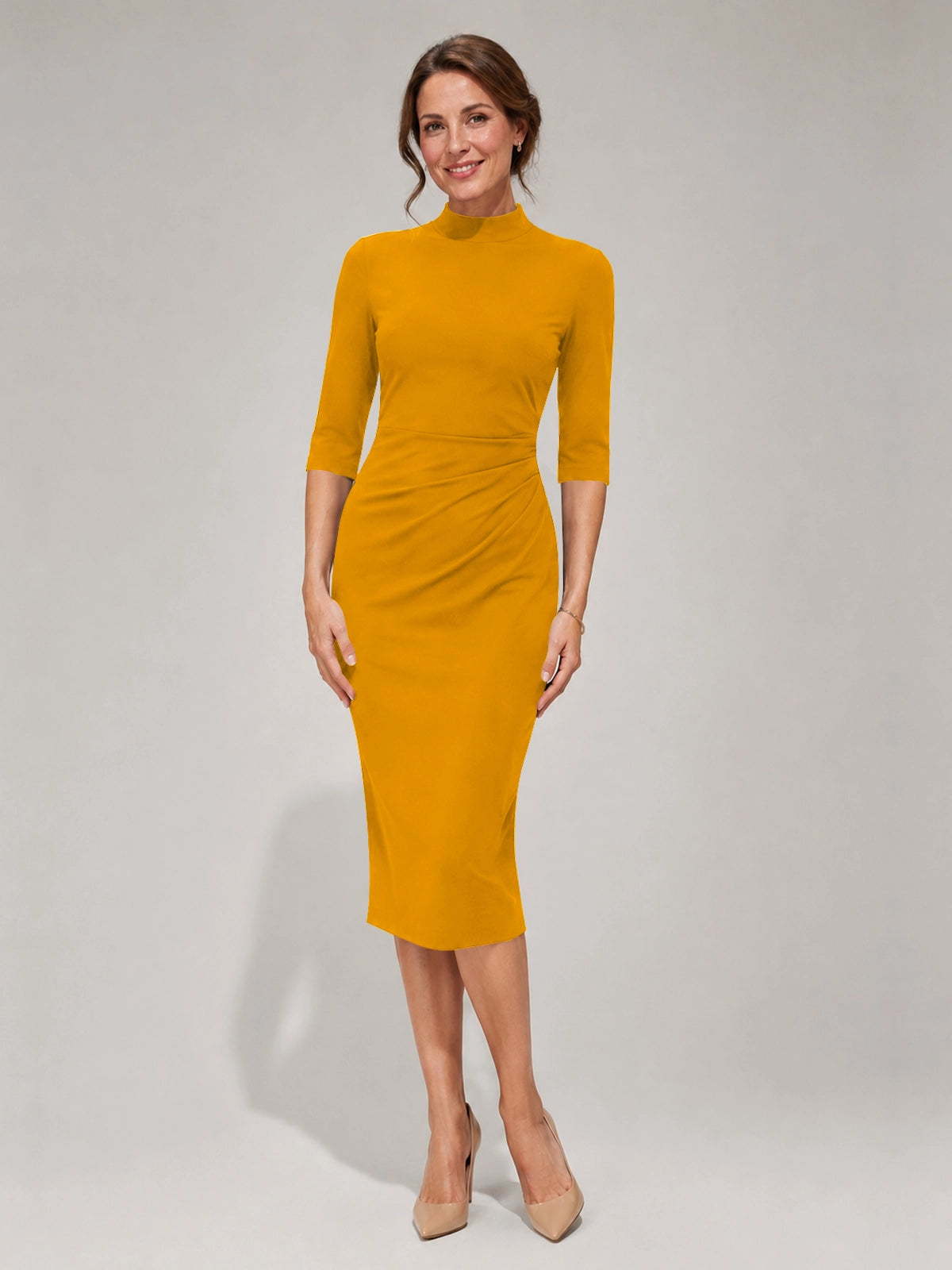 Sheath Mother of the Bride Dress with Mock Neckline 