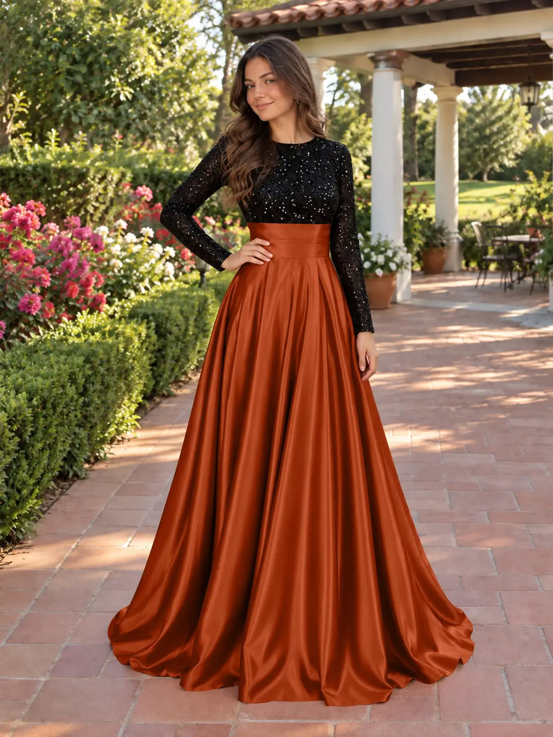 Sequin Jewel Neckline Prom Dress 