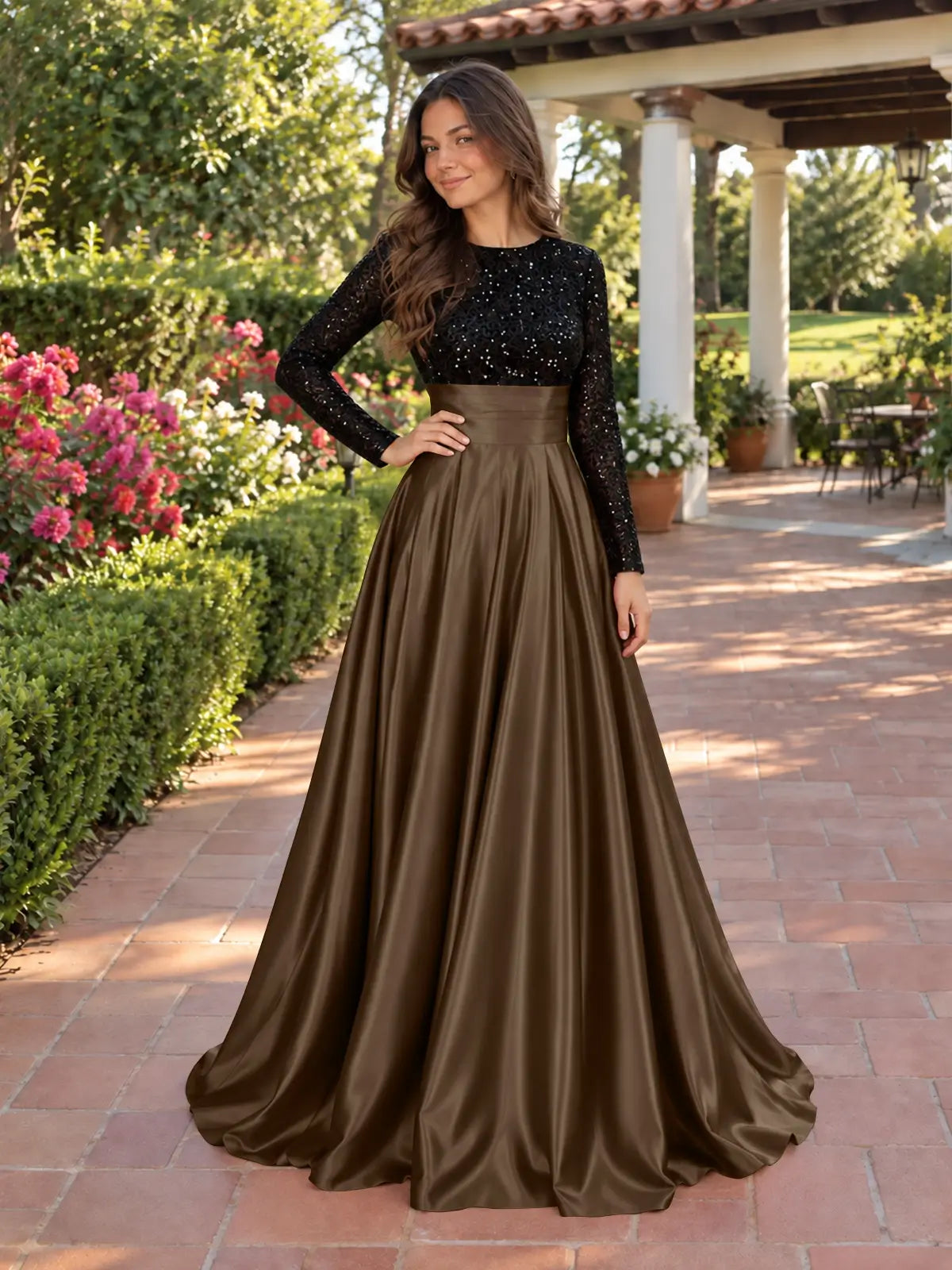 Sequin Jewel Neckline Prom Dress 