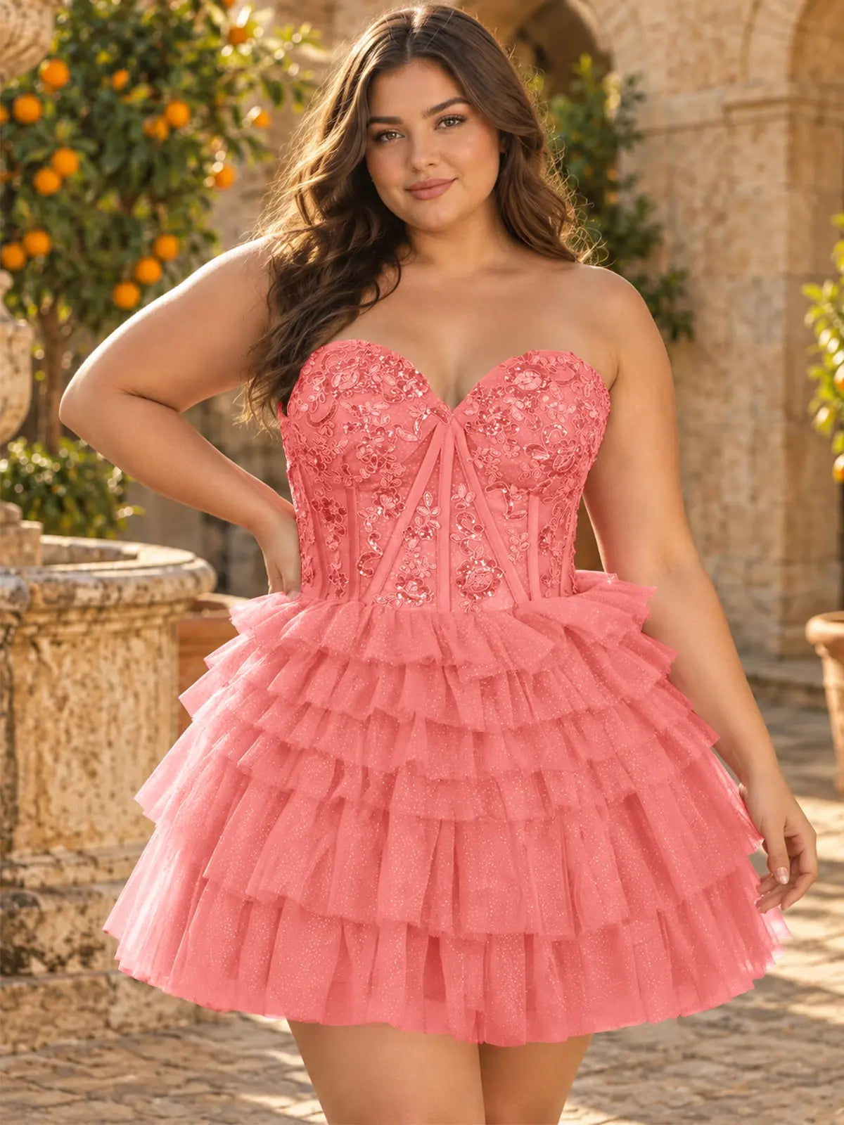 Sparkle Sweetheart Mini Gown Dress-Plus Size 