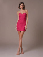 Velvet Sequin Homecoming Dress with Sweetheart Neckline 