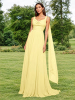 Chiffon Bridesmaid Dress with Draped Scarf 