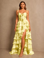Floral Pattern High-low Dress 