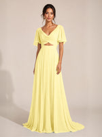 Cowl Neck Bridesmaid Dress with Cut-Out Detail