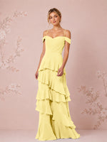 Chiffon Bridesmaid Dress with Tiered Ruffles 